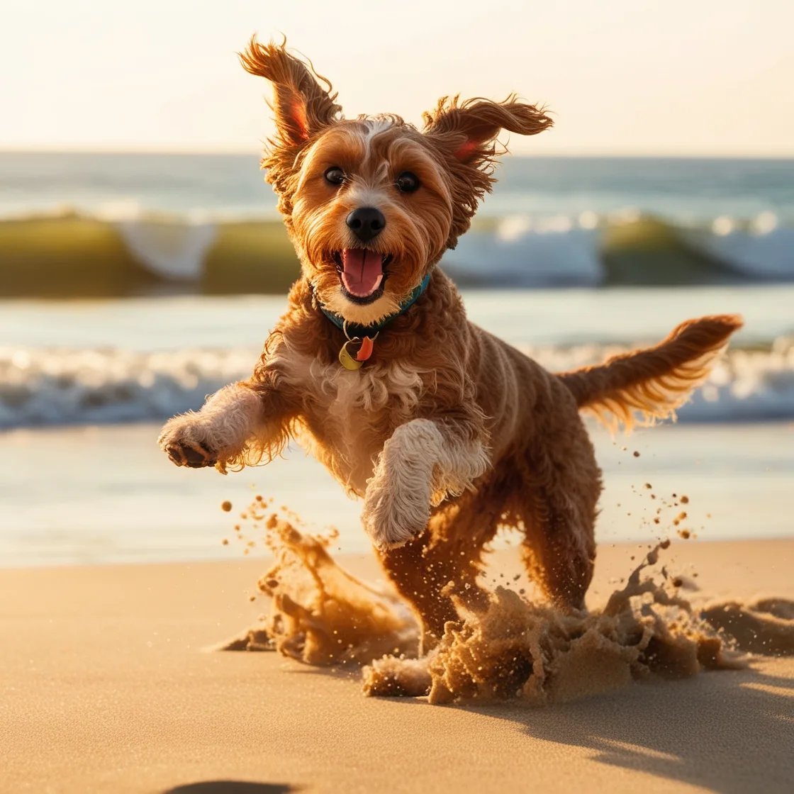 Pets nas praias de Florianópolis se divertindo na areia.